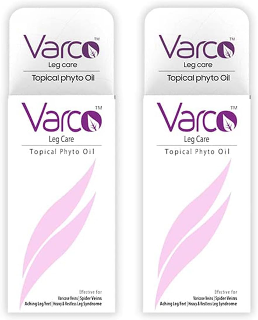 - VARCO LEG CARE TOPICAL PHYTO OIL For Management Of Varicose Veins,Spider Veins|Deep Penetrating Oil Formula Helps Reach The Root Cause Of Varicose Veins|Reduces Cramps & Swelling- 2Pc(60X2Ml)