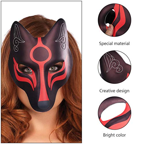 Beaupretty Máscaras japonesas Fox Kabuki Kitsune para homens, mulheres, crianças, fantasias, adereço