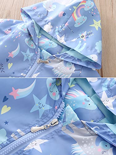 Little Hand Toddler Girls Unicorn Spring Fall Outerwear Windbreaker Blue Jackets Coat 7-8 Years #TOP2