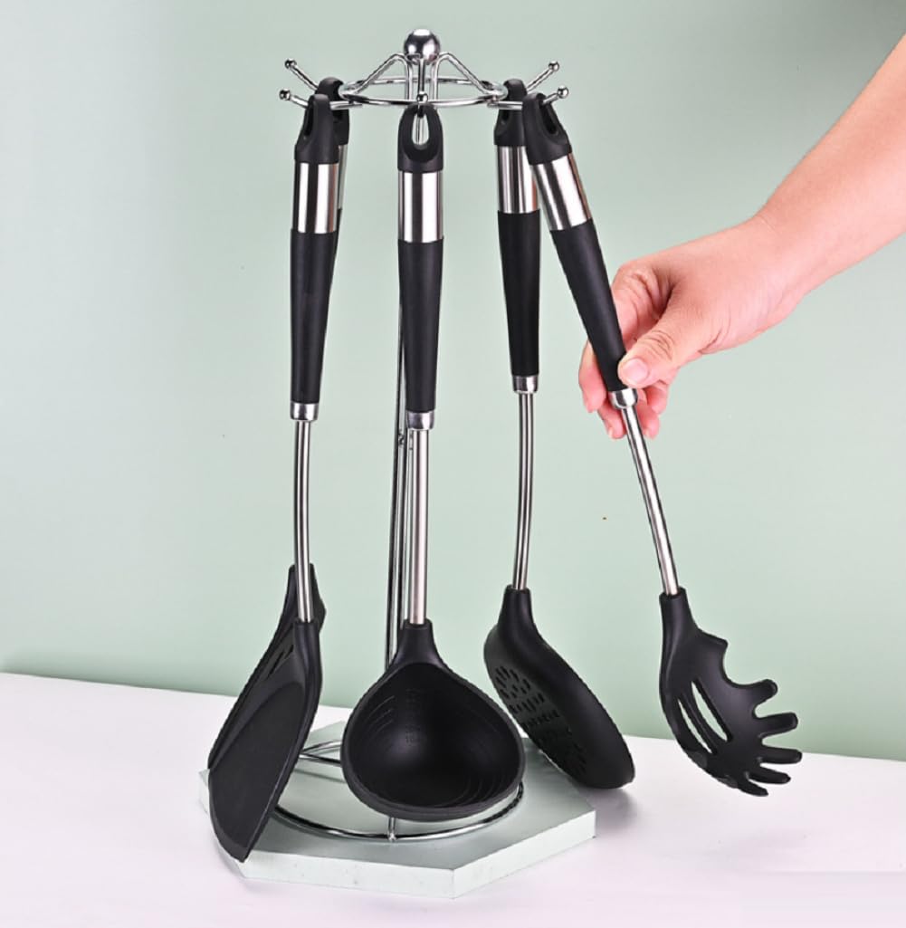 Set di 6 spatole in silicone, resistenti al calore, senza BPA, lavabili in lavastoviglie, con cucchiaio scanalato, perfette per la cucina