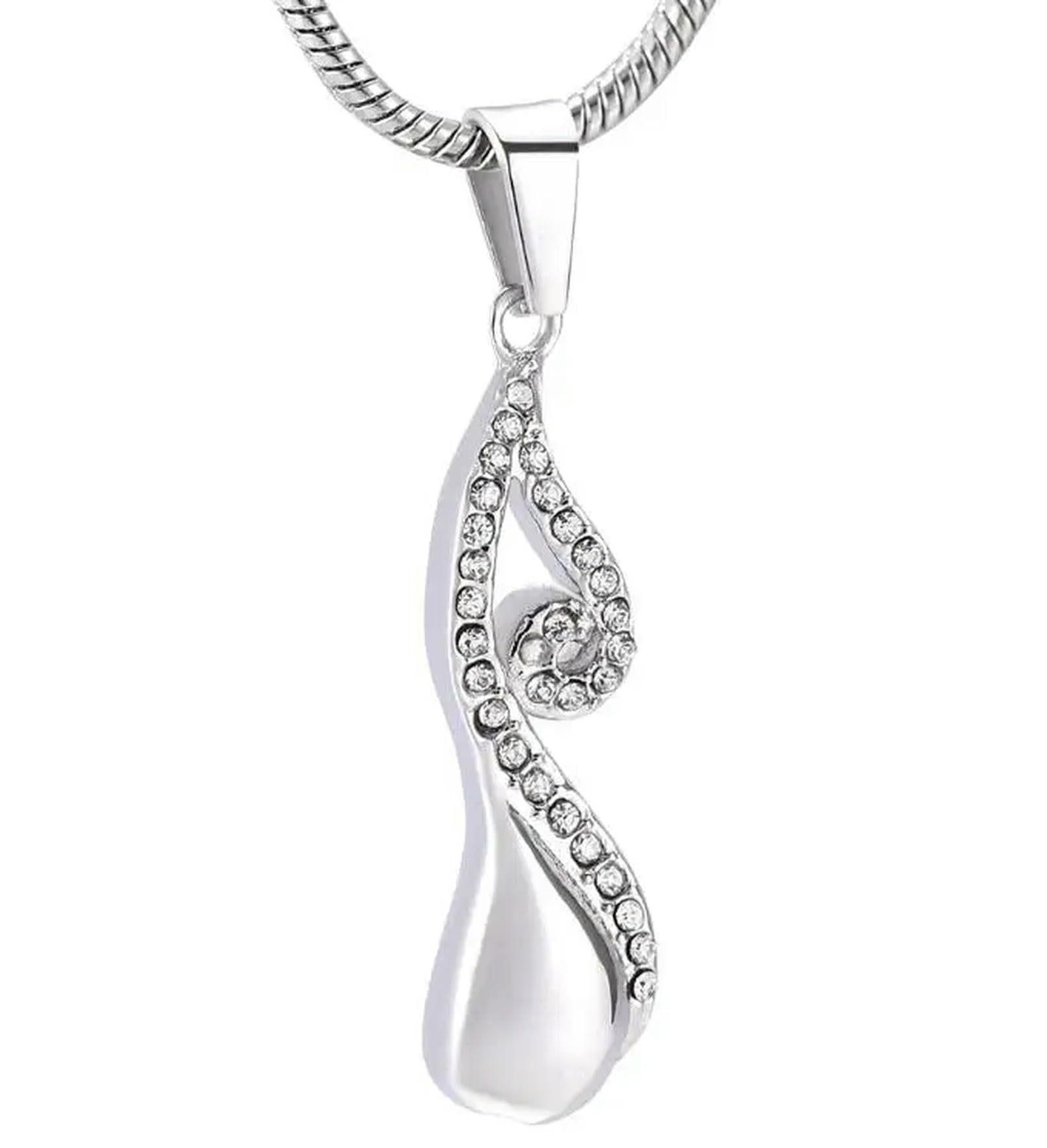 BIAIHQIE Crystal Memorial Jewelry Cremation Urn Pendant Necklace for Ashes Holder Caskets Cremation Urns Keepsakes for Women-Silver