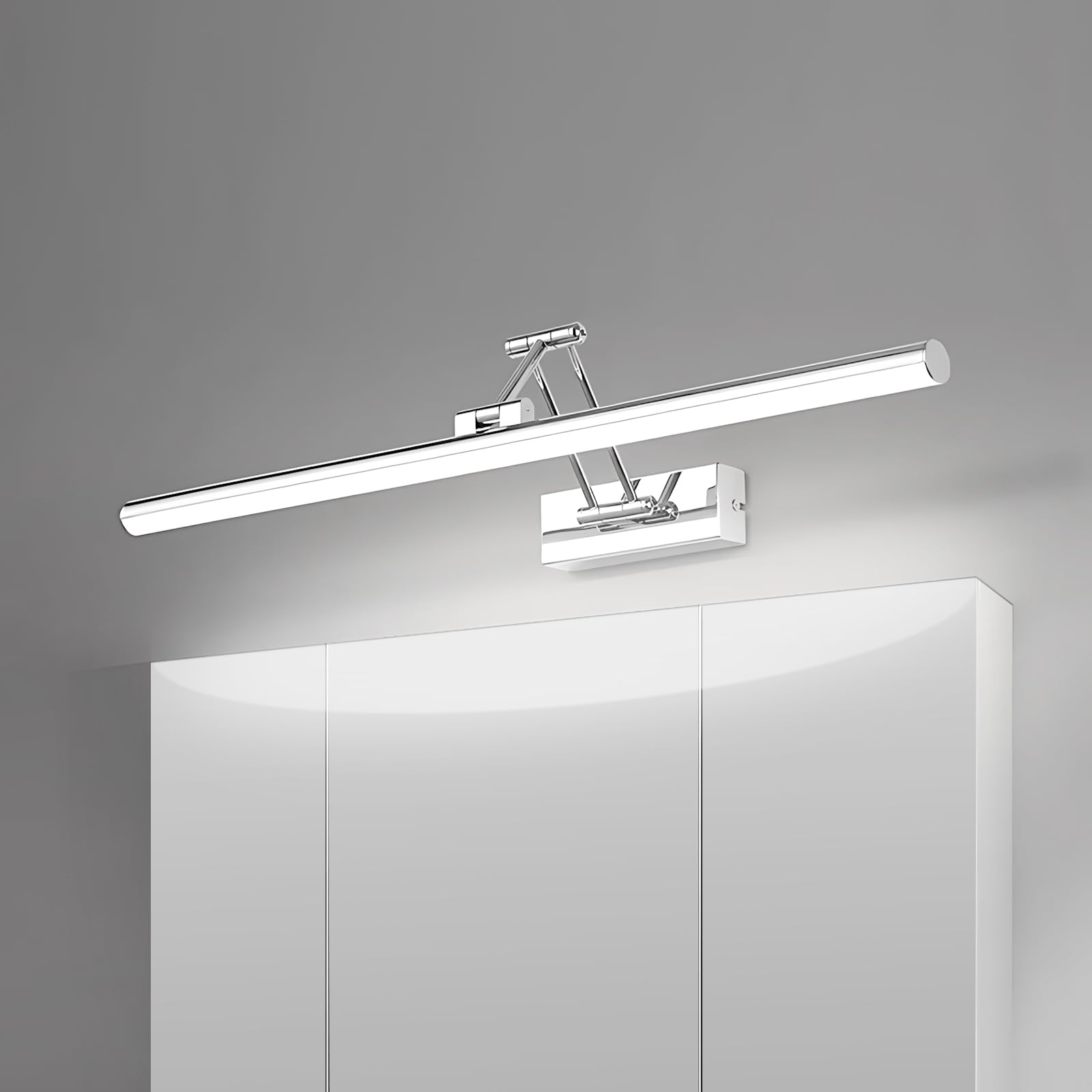 Klighten LED Lámpara de Espejo LED 40cm, Lámpara de Espejo 12W 970 LM,Lamparas Espejo Giratorias para Baño IP44,Aplique de Espejo de Baño, Blanco Frio 5500K, Chrome