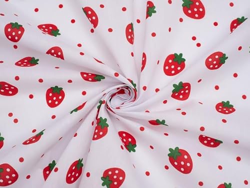Minerva White Printed Polycotton Fabric for Dressmaking - 110cm Wide - per metre