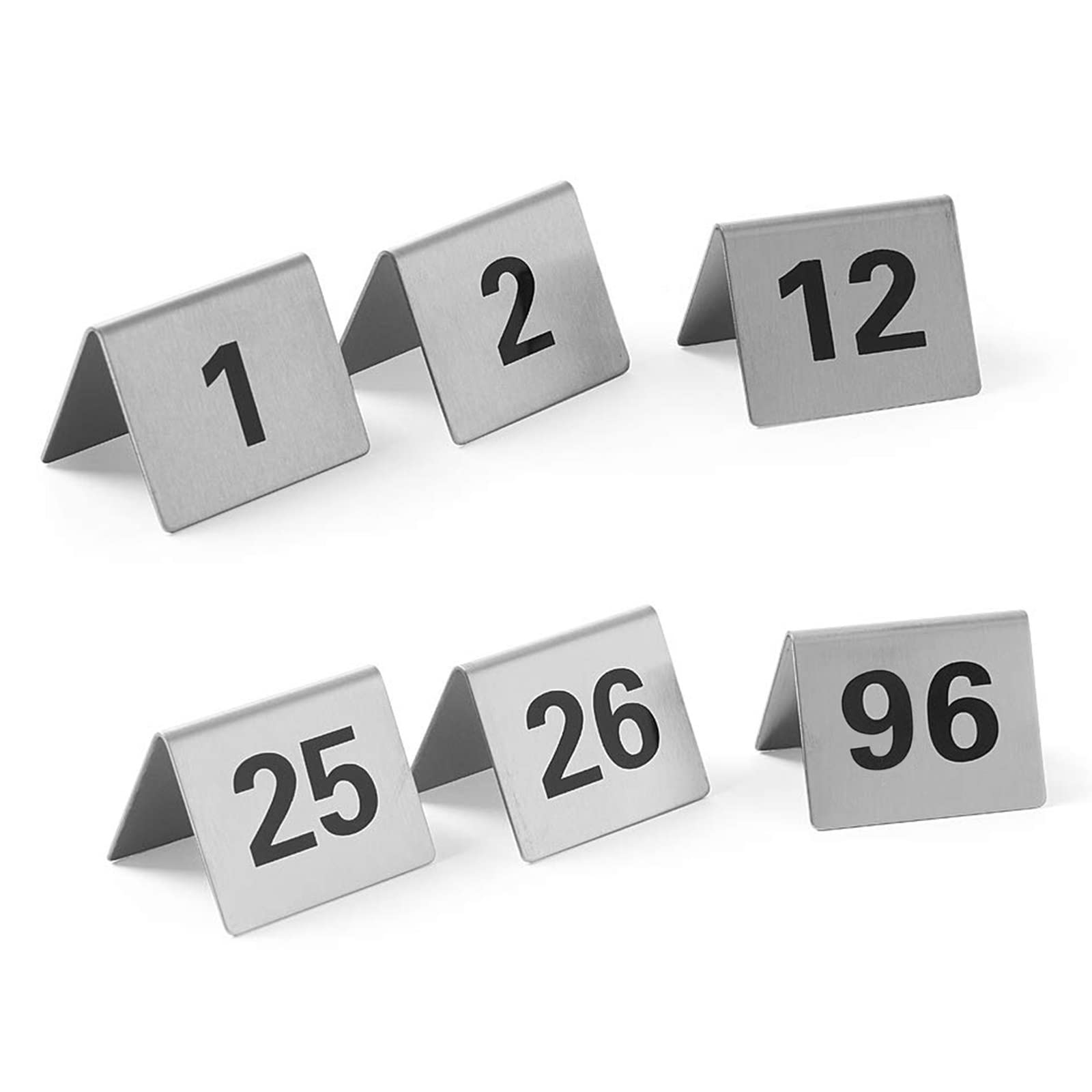 Tarjetas apilables de números de Mesa de Acero Inoxidable para restaurantes, cafeterías y Bares. Letreros de números de Mesa, Placas del 1 al 100, 50 * 40 * 35 mm.