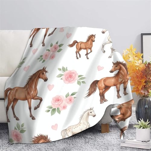 Couverture anti-bouloche en microfibre douce avec jeté de canapé cheval 3D