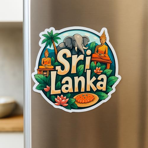 Image of Naxon Sri Lanka Country Theme Souvenir Wooden Refrigerator Stylish Fridge Magnet - Fridge Decoration Magnet for Kitchen & Home Decor | Perfect Souvenir Gift | Size 3x3 Inches | Pack of 1