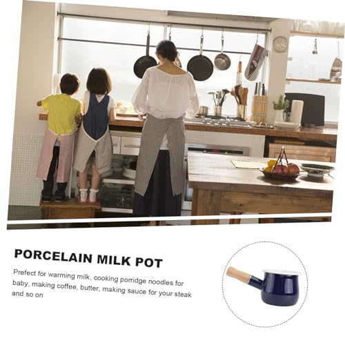 VICASKY Enamel Milk Pan 10cm Small Milk Pot Dual Pouring Lips and Wooden Handle Nonstick Mini Saucepan for Kitchen Cooking and Baby Food Random Color - Image 9