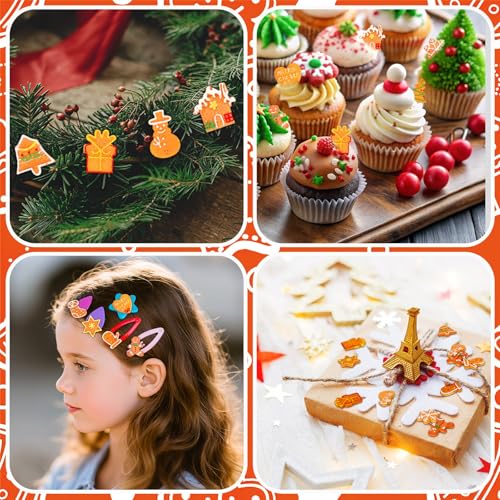 Image of JUNEBRUSHS 50 Pcs Christmas Mini Resin Gingerbread Man, Fake Gingerbread Christmas Figurines Gingerbread Men Embellishment for Xmas Holiday DIY Crafts Decor