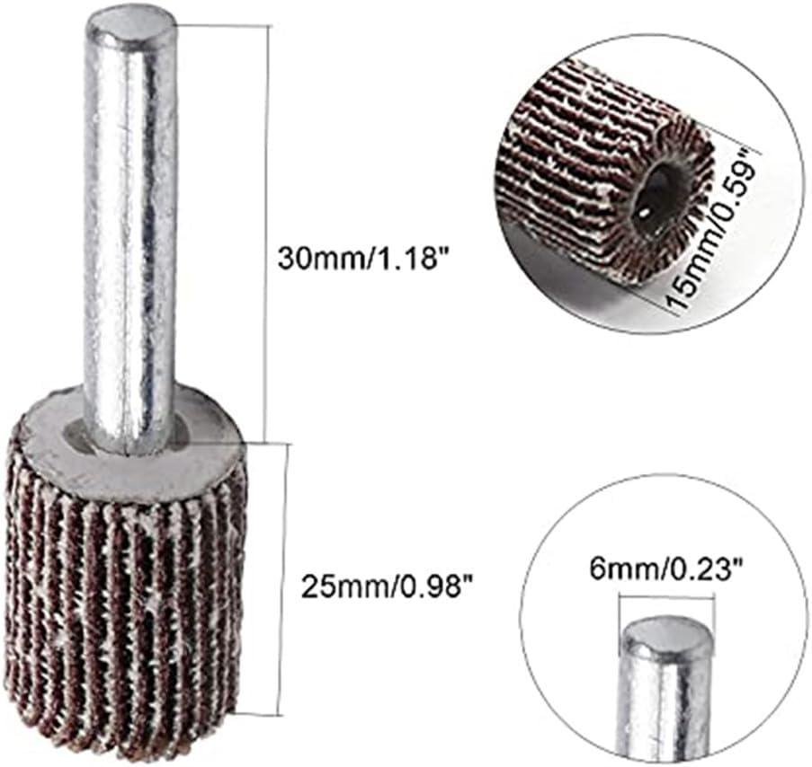 5 Pcs 15mm Flap Wheels Sanding Drum Attachment 80 Grit Rotary Burr Bit Set Polishing Wheels Die Grinder Accessories Deburring Tool Bits Drill