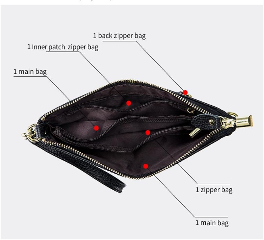 JONON Genuine Leather Wristlet Clutch Wallet Purses Small Crossbody Bags Shoulder Handbag for Women, Silver Zipper