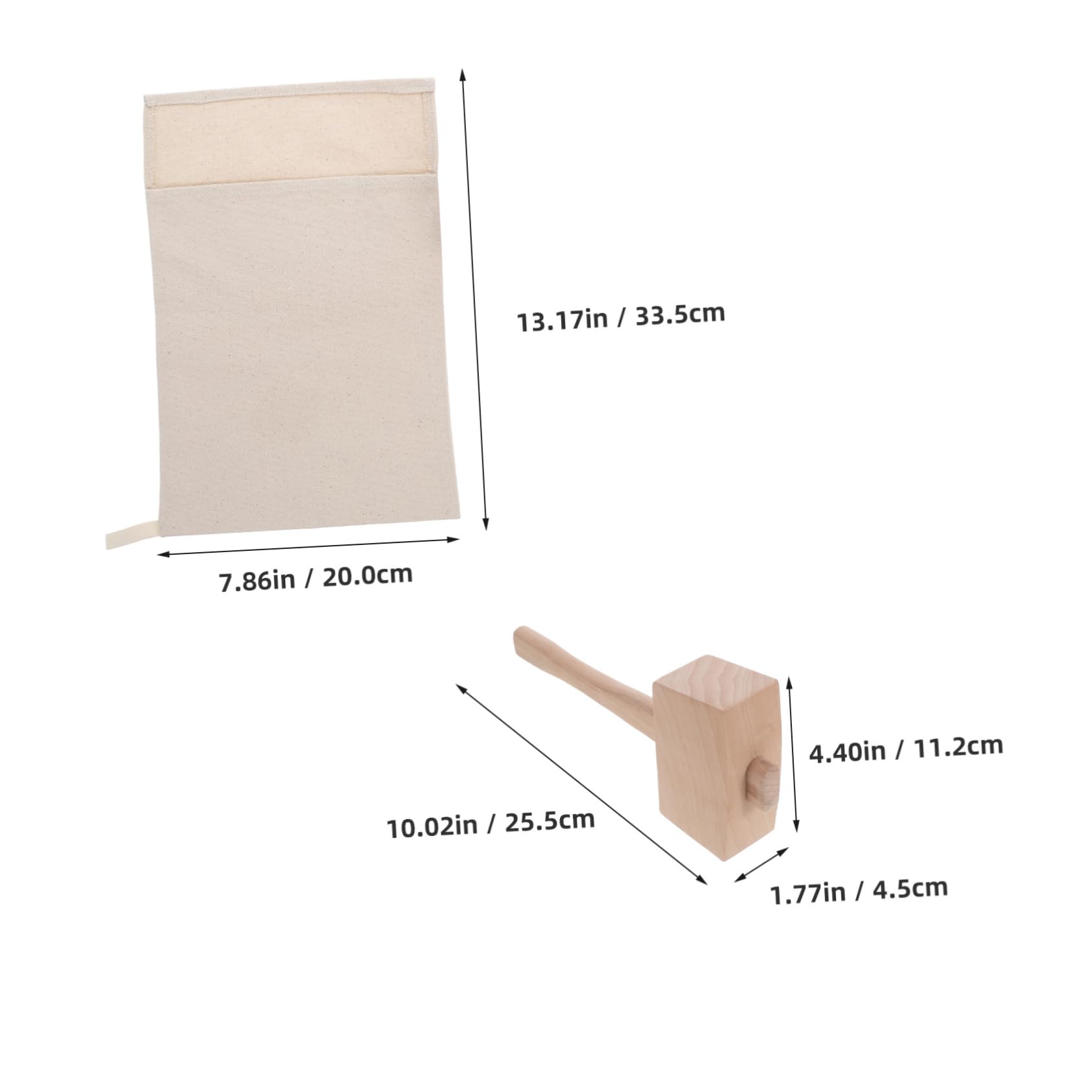 UKCOCO 2piezas Lona Reutilizables para Triturar Hielo y Mazo de Madera para Herramientas de Bar Bolsa de Hielo para Cócteles Uso Bares y Restaurantes