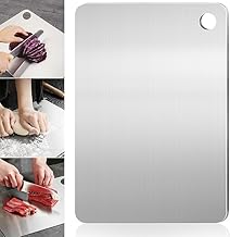 LEVON 304 Stainless Steel Chopping Board with Lip for Kitchen – Includes Free Rolling Pin, Non-Slip, Rust-Proof, Easy-to-Use Design with Rounded Edges, Perfect for Cutting Vegetables (Large)