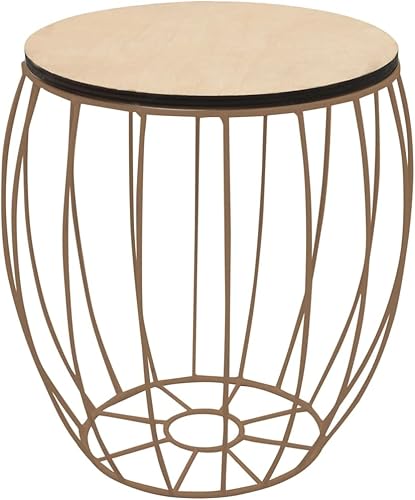 Miniatura 5 de Mesa auxiliar, mesa auxiliar redonda para sala de estar, dormitorio, jardín, patio trasero, juego de mesa auxiliar, 3 piezas de hierro contrachapado