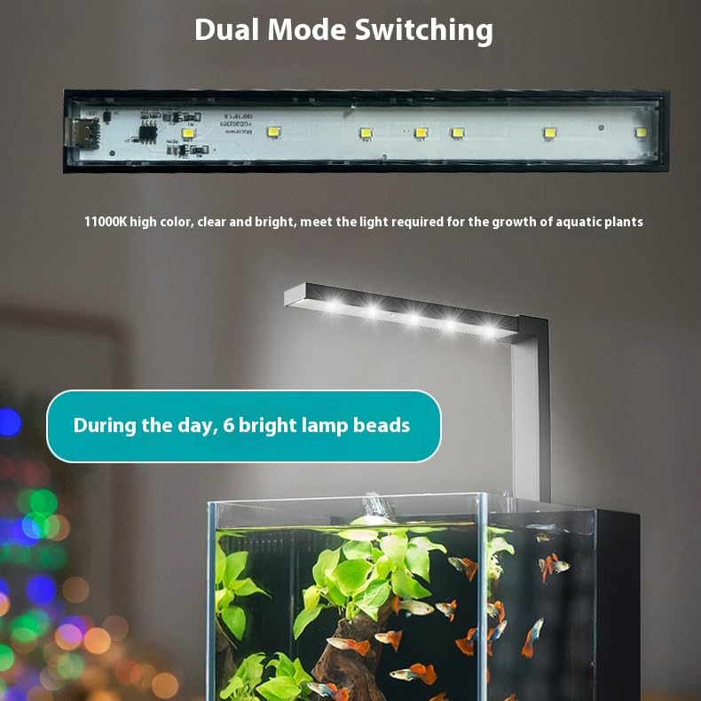 Image of LED Aquarium Light Desktop Mini Fish Tank Lamp Full Spectrum White Color Dual Mode for Betta Fish Mini Aquarium Tank