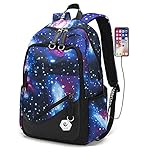 Bansusu Galaxy Childrens Backpacks for Boys Secondary School Bag with USB Charger, Primary Elementary Boys Rucksack