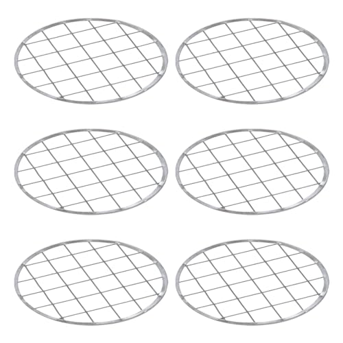 Honbay 6PCS Metal Flower Mason Jar Lid Insert Wide Mouth Mason Jar Flower Organizer Lids Insert with Square Grids for Flower Arranging for Valentine's Day Home Office