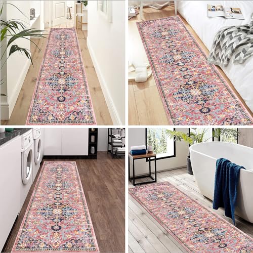 Pauwer Boho Hallway Runner Rug 2x8 Washable Entryway Area Rugs Non Slip Farmhouse Vintage Floor Mat Carpet Runner for Hallways Laundry Room Kitchen Bathroom Bedroom