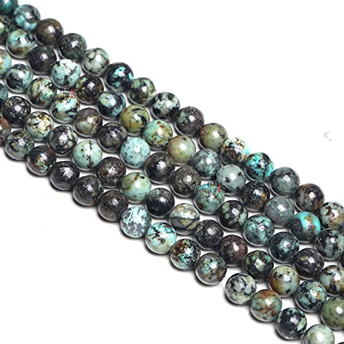 47Pcs 8mm 33 Grams Natural African Turquoise Gemstone Round Loose Beads for Jewelry Making Beadwork Accessorie