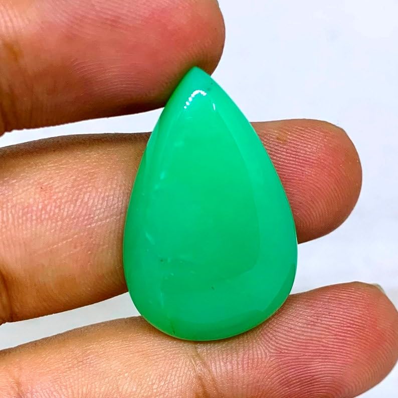 Pierre gemme chrysoprase 32x20x7mm pour création de bijoux DIY - 2