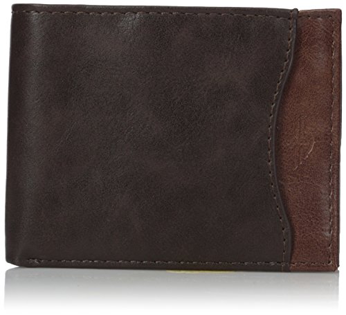 Dockers Men's Leather Traveler Wallet, Black/Brown, One Size