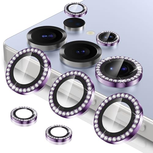 Casetego for Galaxy S25 Ultra Camera Lens Protector,9H Hardness,Scratch Resistant,Ultra-thin Tempered Glass,Metal Individual Camera Cover for Women,Case Friendly,Shiny Deep Purple - image 1