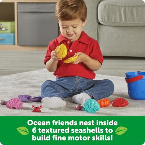 Image of Learning Resources Ocean Emotions Seashells | Sea Animals and Bucket, Sand Toys for Sandbox, Kids Beach Toys, Summer Sensory Bin Toy, Outdoor Water Toddler Toy