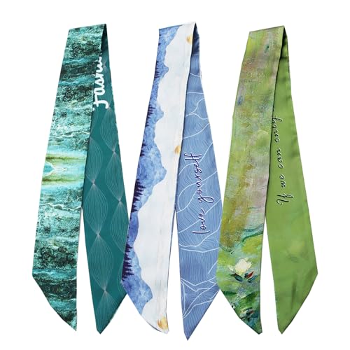 3 Pack Purse Scarf Set,Silk Ribbon Scarves for Bags Head Scarf for Handbag Handle Scarf Band Hair Neck Scarf for Women Fashion Holiday Gifts Wrapping,29