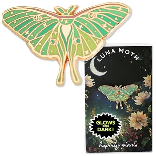 Glow-in-the-Dark Luna Moth Enamel Pin – Unique Gothic Accessory for Goth Aesthetic Jewelry Lovers, Luna Moth Gift