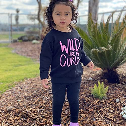 Adobabirl Baby Girl Fall Outfits Wild Like My Curls Sweatshirt and Jogger Pants Set Cute Infant Toddler Winter Clothes3