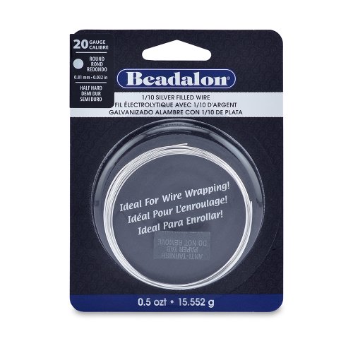 Beadalon 20-Gauge Half Hard Silver Filled CDA220 1/10 Jewelry Wire, Round, 0.5 Troy Ounce