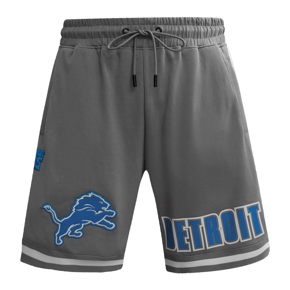 Pro Standard Mens NFL Detroit Lions Classic Chenille Athletic Short Gray S