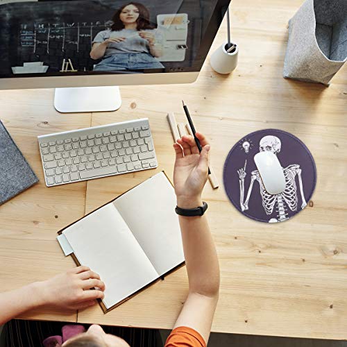 Mobestech Skeleton Mouse Pad Halloween Round Desk Mousepad para Office Home Laptop