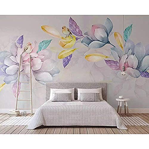 Tapete Aquarell Blumen Magnolien Blumen Textur Dschungel Wandbild TV...