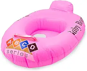 Boia Inflável Infantil Tipo Bote com Assento – PVC Resistente, Confortável e Segura para Crianças de 1 a 3 Anos (Rosa)