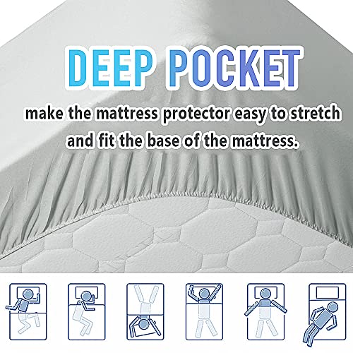 MATBEBY Bedding Quilted Fitted California King Mattress Pad Cooling Breathable Fluffy Soft Mattress Pad Stretches up to 21 Inch Deep, Cal King Size, Light Grey, Mattress Topper Mattress Protector