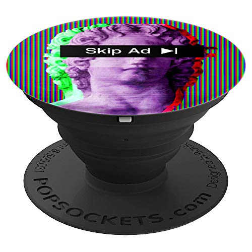 Meme Estatua de Vaporwave estética Saltar anuncio Publicidad PopSockets Agarre y Soporte para Teléfonos y Tabletas