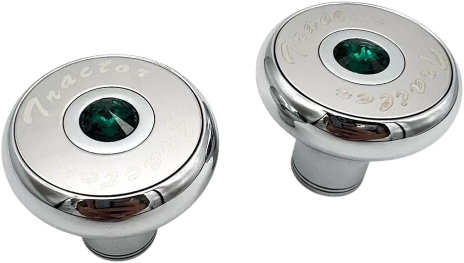 Chrome Green Diamond Deluxe Tractor Trailer Air Brake Valve Knob Set (Screw-On)
