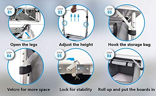 Outdoor Folding Table, Camping Folding Tables With 3 Adjustable Height Legs And Storage Organizer For Bbq, Party, Picnic, Camping (White) #TOP6