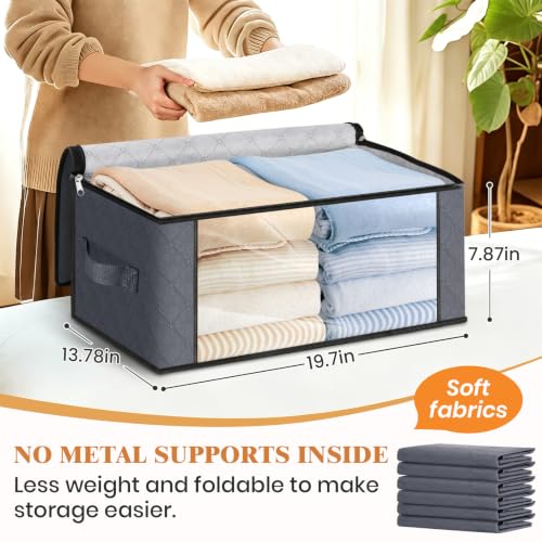 Image of Fab totes 35L Closet Organizers and Storage, Foldable Under Bed Storage Containers, Storage bags for Organizing Bedroom, Closet, Clothing,Organization with Handle (3 Pack,Grey)
