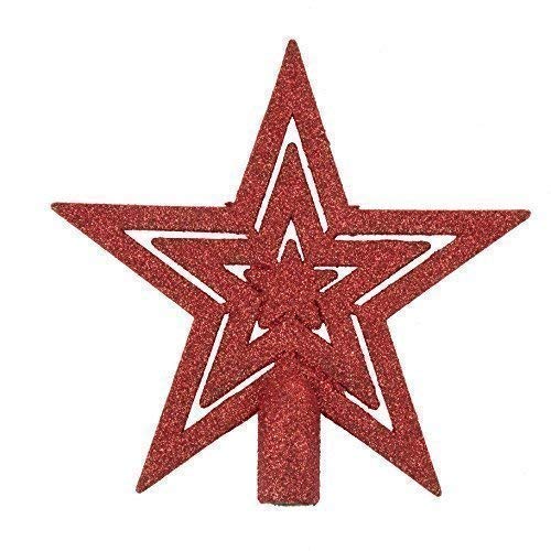Robelli 20cm Glitter Star Christmas Tree Topper Decoration Ornament (Red)