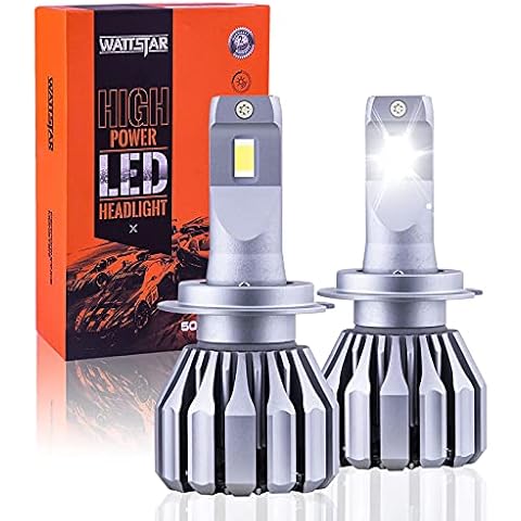 Wattstar H7 LED Headlight Bulbs Conversion Kit, 64W Super Bright Hi/Lo Beam Headlamp with Fan, IP68 Flip Chip 9600LM 6500K White 2-Pack Cover