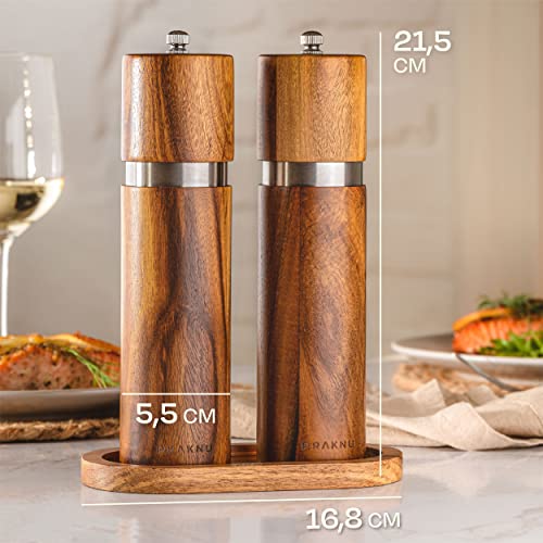 Praknu 7770267 Salt And Pepper Grinder Set Wooden With Tray thumb #5