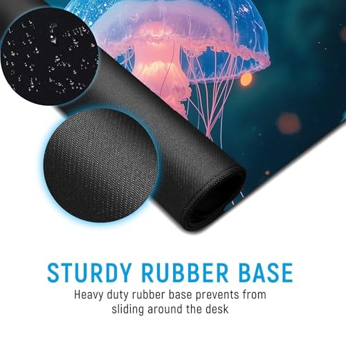 Image of Jellyfish XL Extended Gaming Mouse Pad | XXL Large Desk Mat 60x30cm for Laptop & PC | Non-Slip Rubber Base, Waterproof, Durable & Smooth Surface | Office, Gaming & Study, asthetic