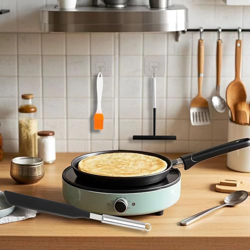 TAIXING Crepes Verteiler 19.5 cm, Crepes Wender mit Pfannkuchen Schaber und Ölpinsel, Edelstahl 304 Crepe Verteiler, Teigverteiler für Crepes, Crepes Zubehör für Zuhause, Backen und Kochen – Bild 6