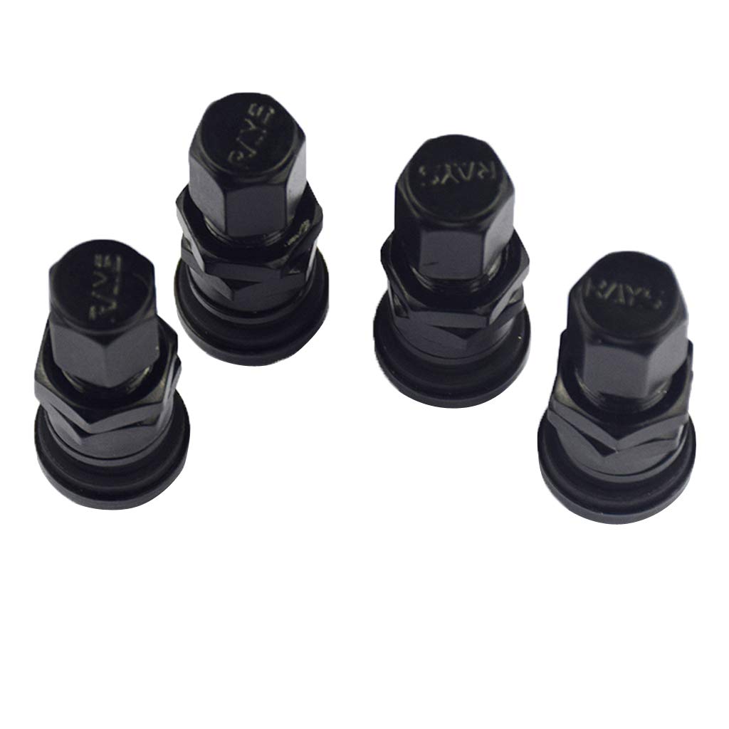 10 Satz von 4 x Aluminium Bolt-In Auto Tubeless Rad Reifen Ventil Vorbau Mit Staubkappe Schwarz