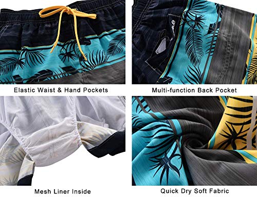 Nonwe Men's Swim Trunks Breathable Relaxed Fit Quick Dry Drawstring Board Shorts Yellow 28 #TOP4