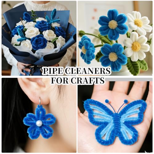 Image of Blue Pipe Cleaners,Pipe Cleaners Craft,Arts and Crafts,Craft Supplies,Art Supplies,School Halloween Party Treat Bags,Girl Toys