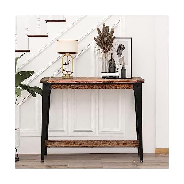 Luxenhome Console Tables for Entryway, 30'' Country Style Hallway Table for Entryway, Brown/Black Wood Narrow Entryway Table Sofa Table, Farmhouse Entry Table Living Room, Foyer Tables for Entryway