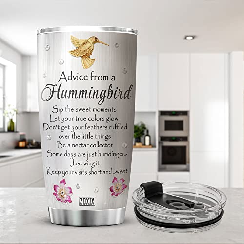 Zoxix Advice From A Hummingbird Tumbler Mug With Lid Jewelry Bird Gifts For Bird Lovers Women Stainless Steel Coffee Cup 20Oz Inspirational Christian Novelty Hummingbird Presents #TOP4