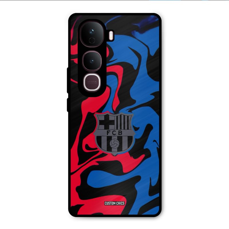 Image of PrintShield FC Barcelona Comic Back Cover for Vivo Y400 Pro, Shockproof Printed Phone Case with Soft TPU Sides & Anti-Slip Grip